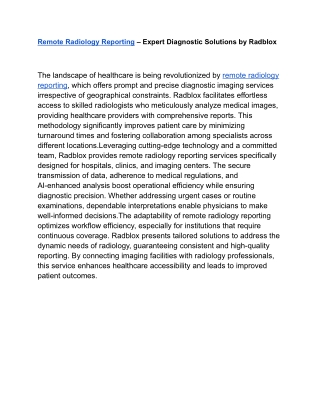 remote radiology reporting expert diagnostic