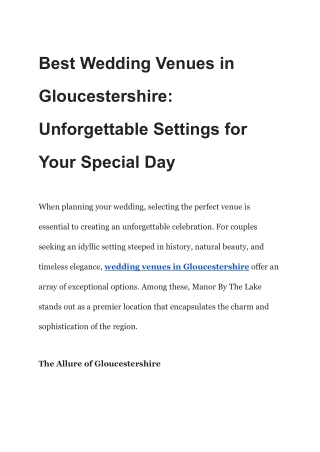 Best Wedding Venues in Gloucestershire: Unforgettable for Your Special Day