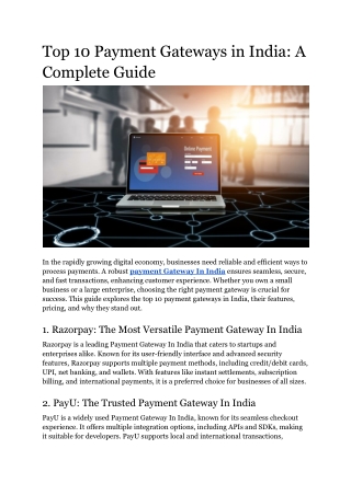 top 10 payment gateways in india a complete guide