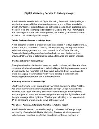Digital Marketing Service In Kakatiya Nagar