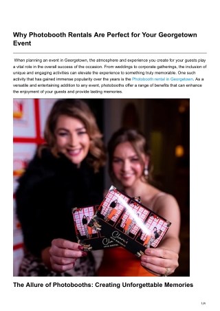 Why Photobooth Rentals Are Perfect for Your Georgetown Event