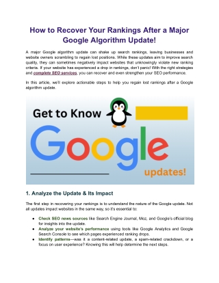 How to Recover Your Rankings After a Major Google Algorithm Update!