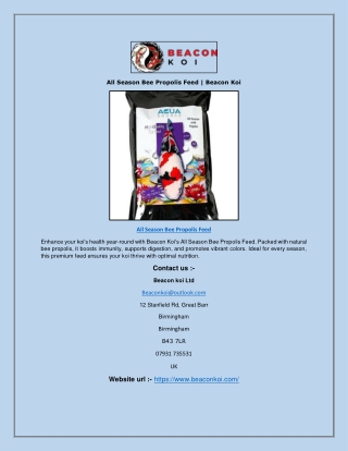 All Season Bee Propolis Feed | Beacon Koi