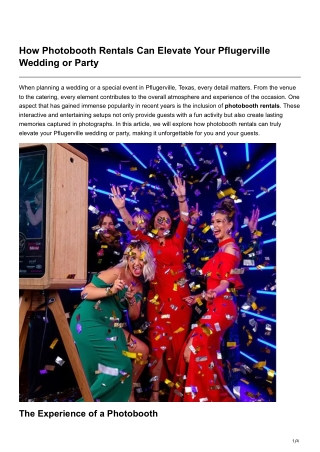 How Photobooth Rentals Can Elevate Your Pflugerville Wedding or Party