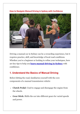 How to Navigate Manual Driving in Sydney with Confidence