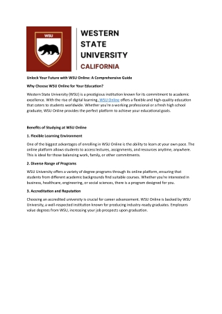 Unlock Your Future with WSU Online