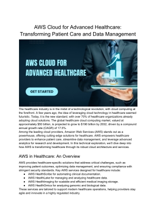 AWS Cloud for Advanced Healthcare_ Transforming Patient Care and Data Management
