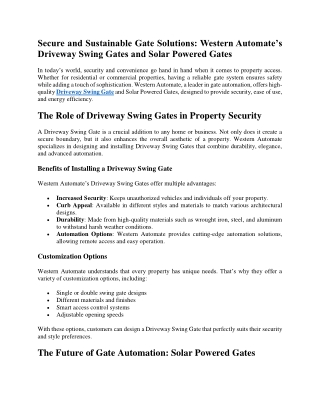 secure and sustainable gate solutions western