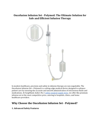 oncofusion infusion set polymed the ultimate