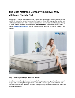 The Best Mattress Company in Kenya Why Vitafoam Stands Out