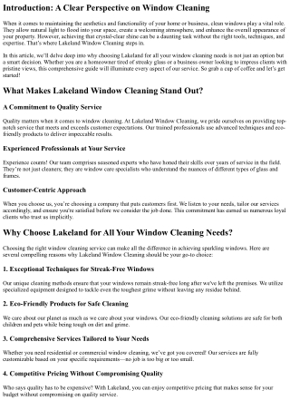 Why Choose Lakeland for All Your Window Cleaning Needs?