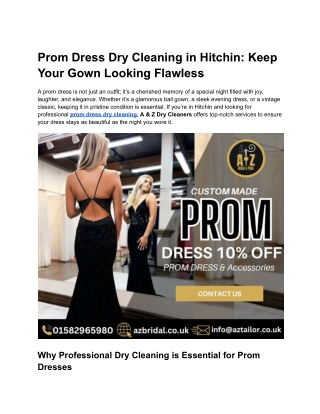 Prom Dress Dry Cleaning in Hitchin