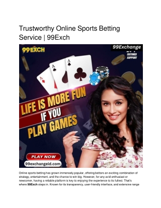 Trustworthy Online Sports Betting Service _ 99Exch