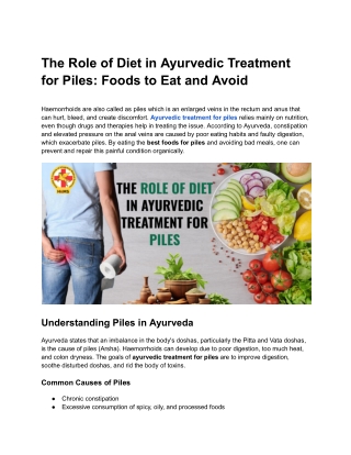 the role of diet in ayurvedic treatment for piles