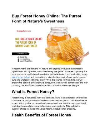 Buy Forest Honey Online_ The Purest Form of Nature’s Sweetness