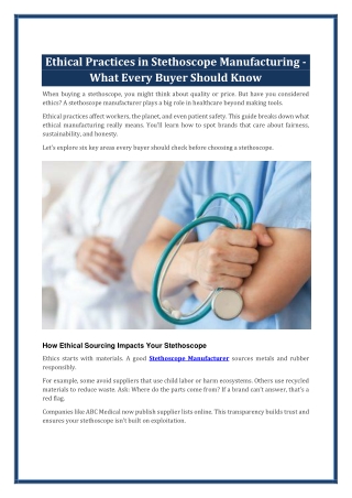 ethical practices in stethoscope manufacturing