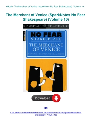 eBooks The Merchant of Venice (SparkNotes No Fear Shakespeare) (Volume 10)