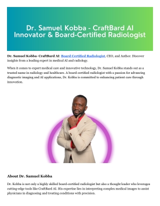 dr samuel kobba craftbard ai innovator board