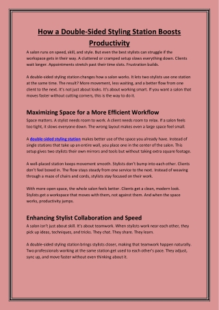 Double Sided Styling Station: Maximize Salon Efficiency