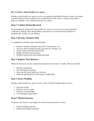 How To Start A Home Health Care Agency