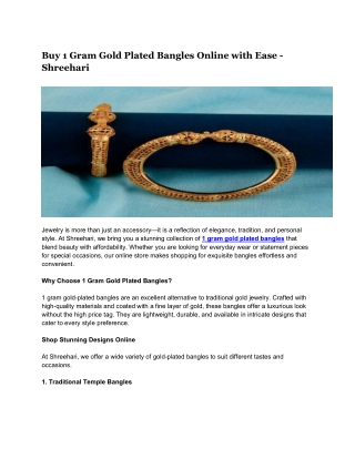 Buy 1 Gram Gold Plated Bangles Online with Ease - Shreehari