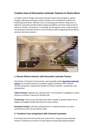 Creative Uses of Decorative Laminate Textures in Home Décor