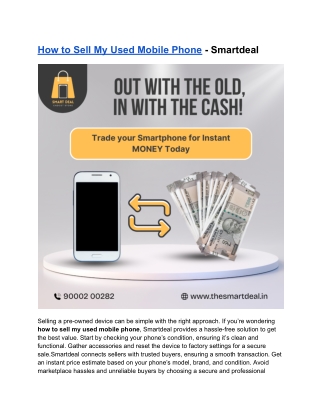 how to sell my used mobile phone smartdeal