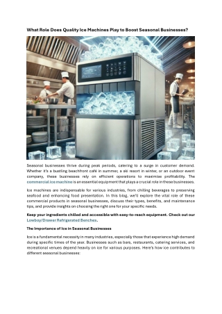 What Role Does Quality Ice Machines Play to Boost Seasonal Businesses