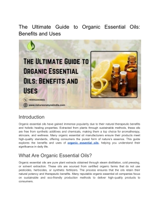 The Ultimate Guide to Organic Essential Oils_ Benefits and Uses