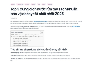 Top 5 dung dịch nước rửa tay sạch khuẩn, bảo vệ da tay tốt nhất nhất 2025