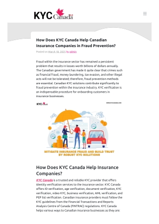 How Does KYC Canada Help Canadian Insurance Companies in Fraud Prevention?