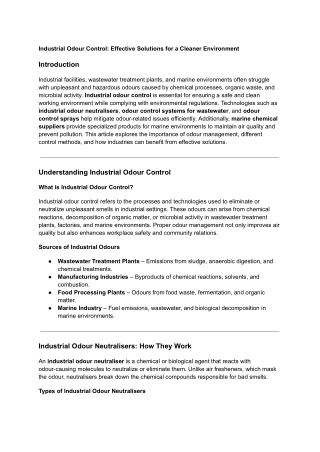industrial odour control effective solutions