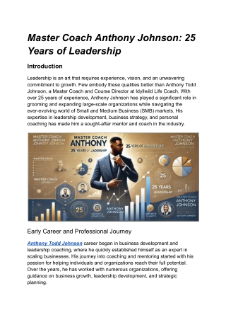 Master Coach Anthony Johnson_ 25 Years of Leadership