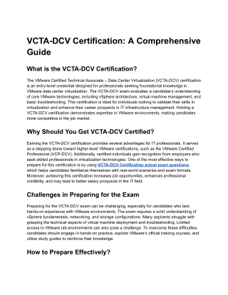 vcta dcv certification a comprehensive guide