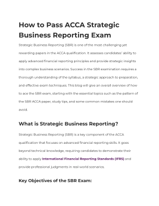 How to Pass ACCA Strategic Business Reporting Exam