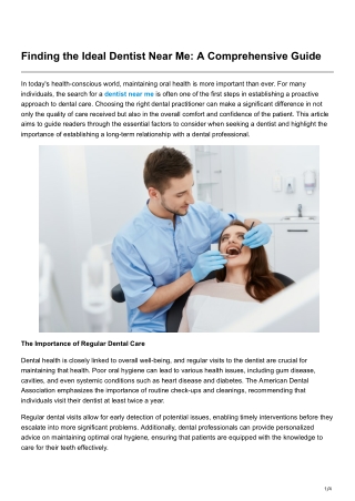finding the ideal dentist near me a comprehensive