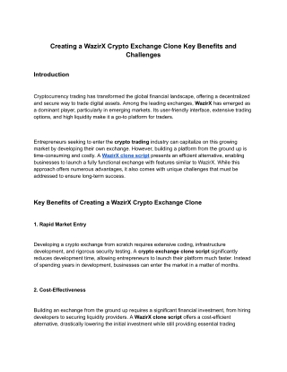 Creating a WazirX Crypto Exchange Clone Key Benefits and Challenges