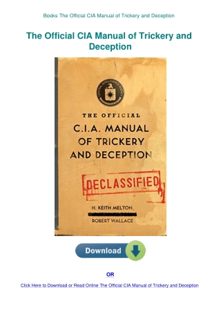 Books The Official CIA Manual of Trickery and Deception