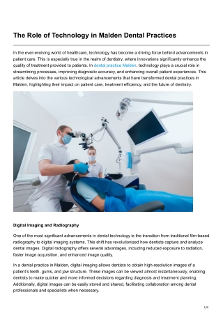 The Role of Technology in Malden Dental Practices