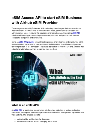 eSIM Access API to start eSIM Business with Airhub eSIM Provider