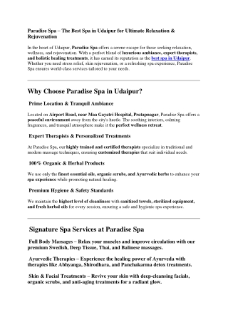 paradise spa the best spa in udaipur for ultimate