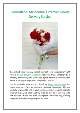 Bloomsland Melbourne’s Premier Flower Delivery Service