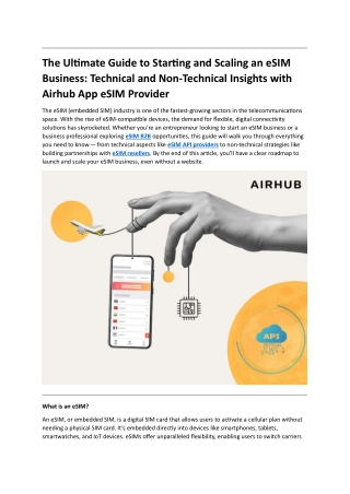 The Ultimate Guide to Starting and Scaling an eSIM Business - Technical and Non-Technical Insights with Airhub App eSIM 