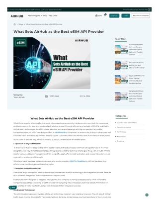 What Sets AirHub as the Best eSIM API Provider