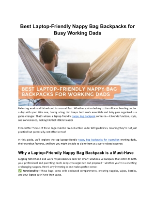 Best Laptop-Friendly Nappy Bag Backpacks for Busy Working Dads