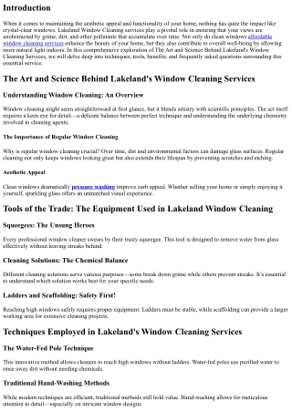 The Art and Science Behind Lakeland's Window Cleaning Services