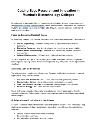 SIESSBS - Cutting-Edge Research and Innovation in Mumbai’s Biotechnology Colleges