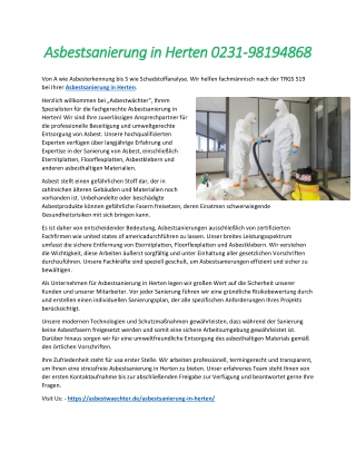 Asbestsanierung in Herten 0231-98194868