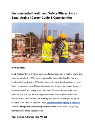 Environmental Health and Safety Officer Jobs in Saudi Arabia _ Career Guide & Opportunities
