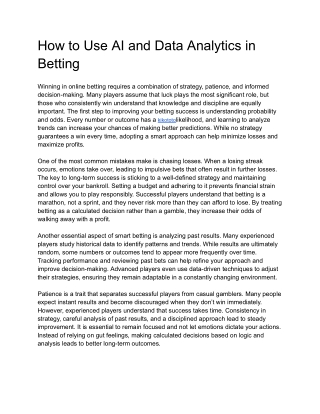 How to Use AI and Data Analytics in Betting